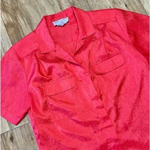 Shiny Bright Red Button Down Shirt